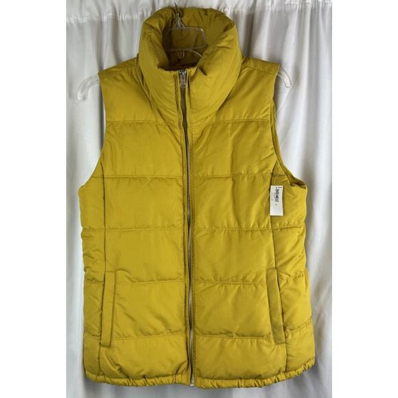 Old Navy Canvas Puffer Vest, Yellow M cold weather gorpcore 64-03 NWT - Picture 14 of 16
